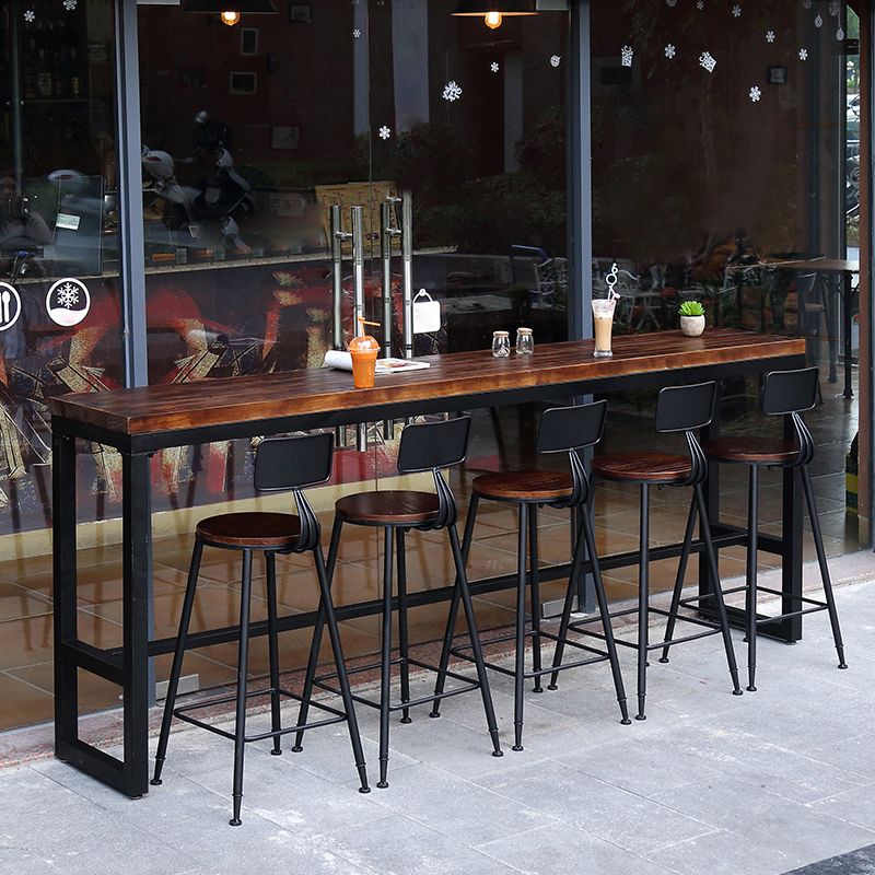 Rectangle Solid Wood Bar Table Set Industrial 1/5/6 Pieces Counter Table with Stools