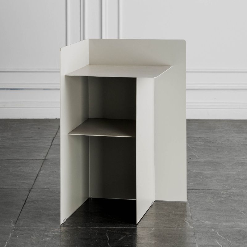 Metal Abstract End Table Mid-Century Side Table with Metal Shelf