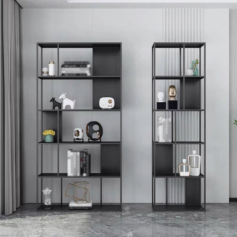 Open Metal Bookcase Industrial Rectangular Shelf for study room