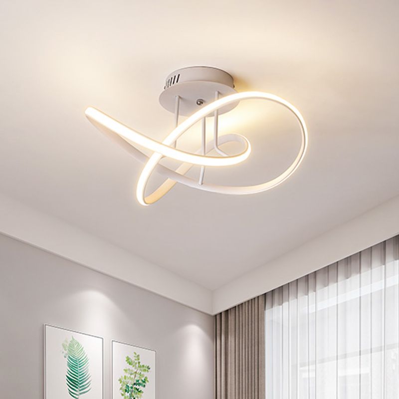 Luz semi empotrada trenzada metálica, LED nórdico negro/blanco/café, iluminación cerca del techo para dormitorio