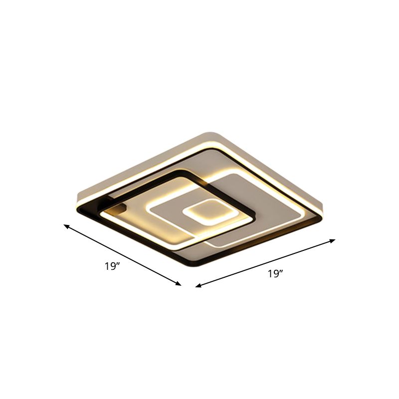 Lámpara de techo LED de estilo moderno, lámpara de montaje empotrado redonda/cuadrada/rectangular en capas negras con pantalla acrílica, luz blanca/cálida