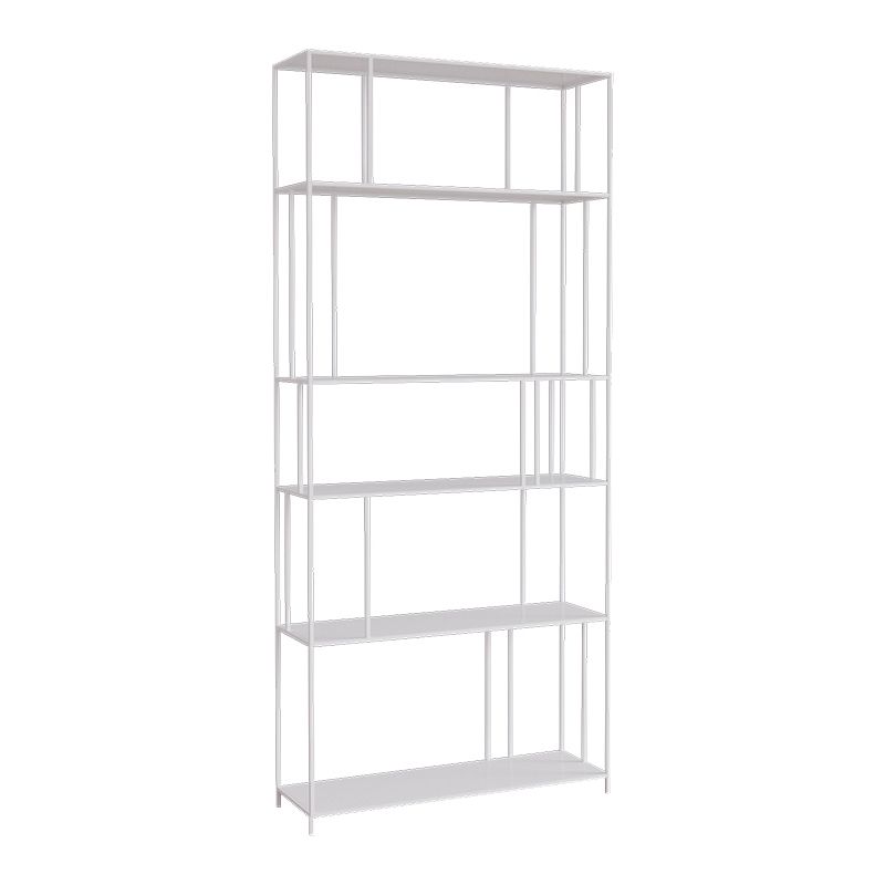 Modern Style Open Back Bookshelf Vertical Metal Bookcase with Shelves