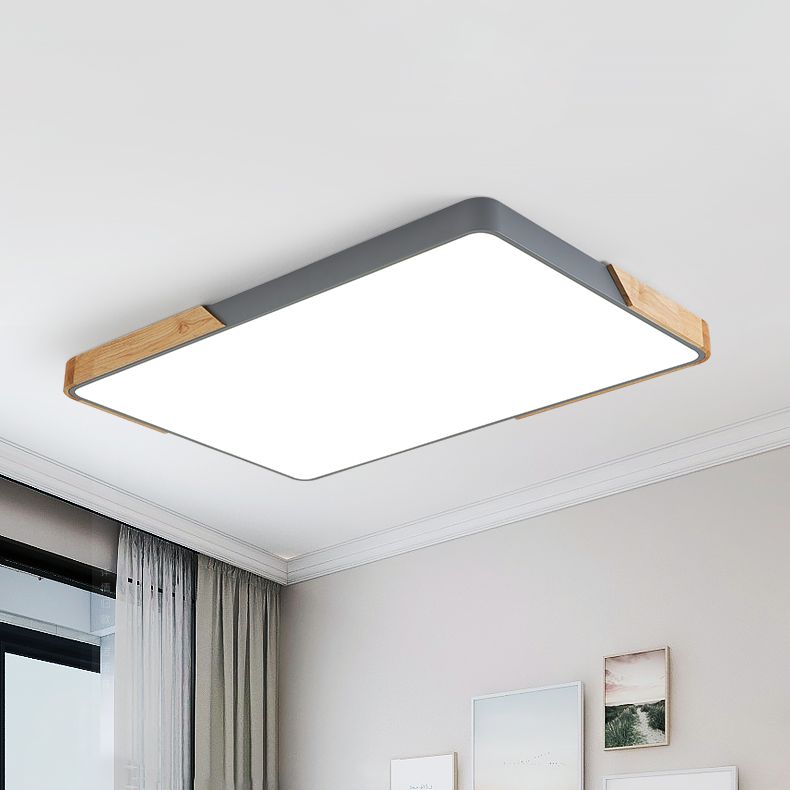 Le bois rectangulaire à la bouffée de bois du Mont 1-Fixation lumineuse moderne de plafond pour la salle de séjour