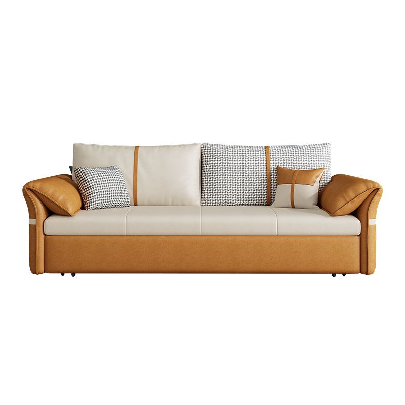 35.43" Wide Faux leather Sleeper Sofa White Sofa Bed with Detachable Mattress