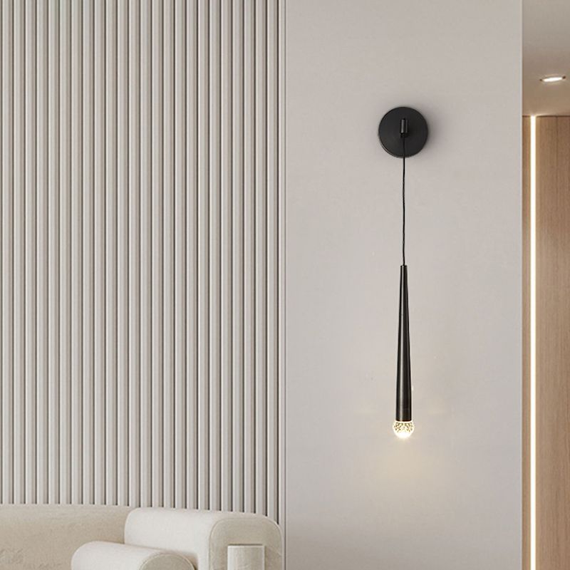 Geometric Shade Crystal Wall Sconce Modern Style 1 Light Wall Mount Lighting in Black