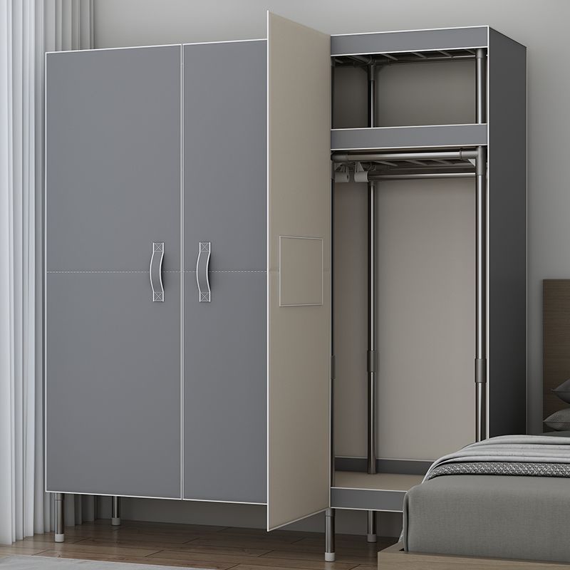 Contemporary Style Wardrobe Armoire Steel Frame Wardrobe Cabinet for Bedroom