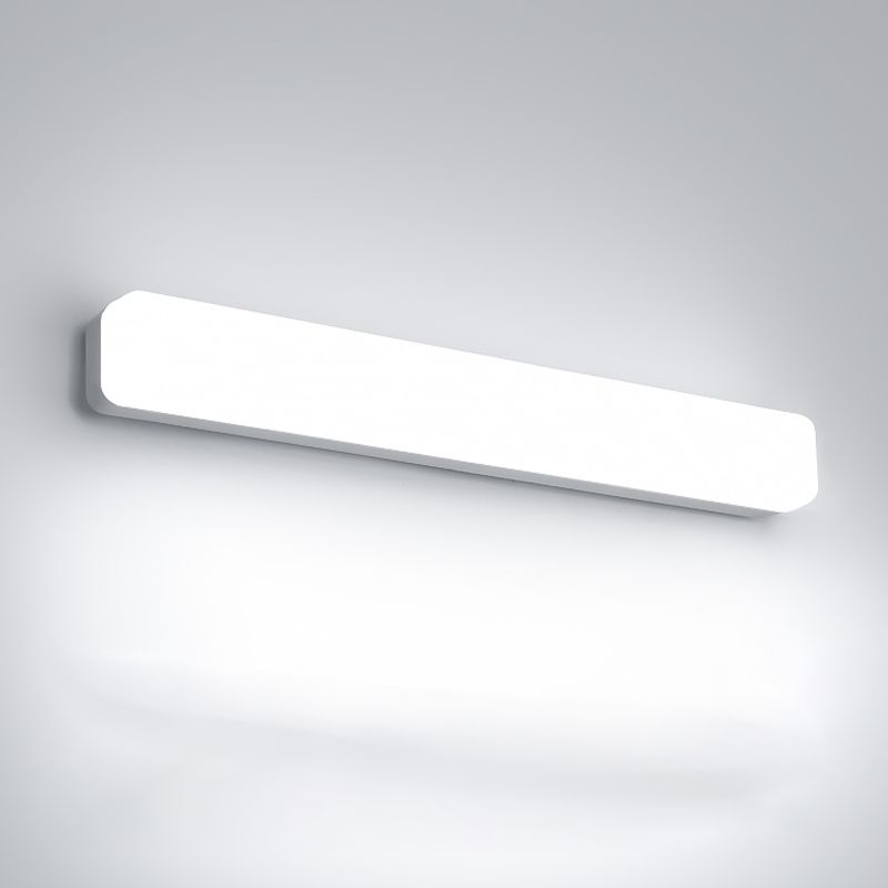 Linear Shape Metal Wall Sconce Modern 1 Light Mirror Wall Mount Light Fixture in White