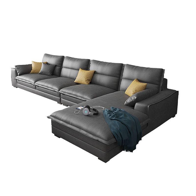 135.83" W √ó 70.87" D √ó 35.43" H L-Shape Faux Leather High Back Square Arm Sectional
