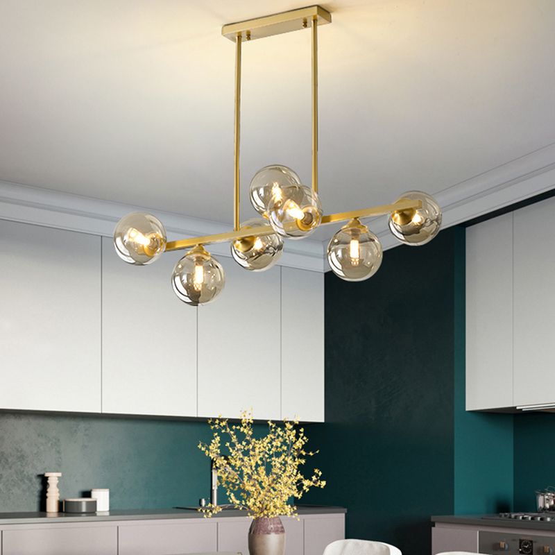 Moderne Stil Kugelform Island Lichter Glass Island Anhänger in Gold