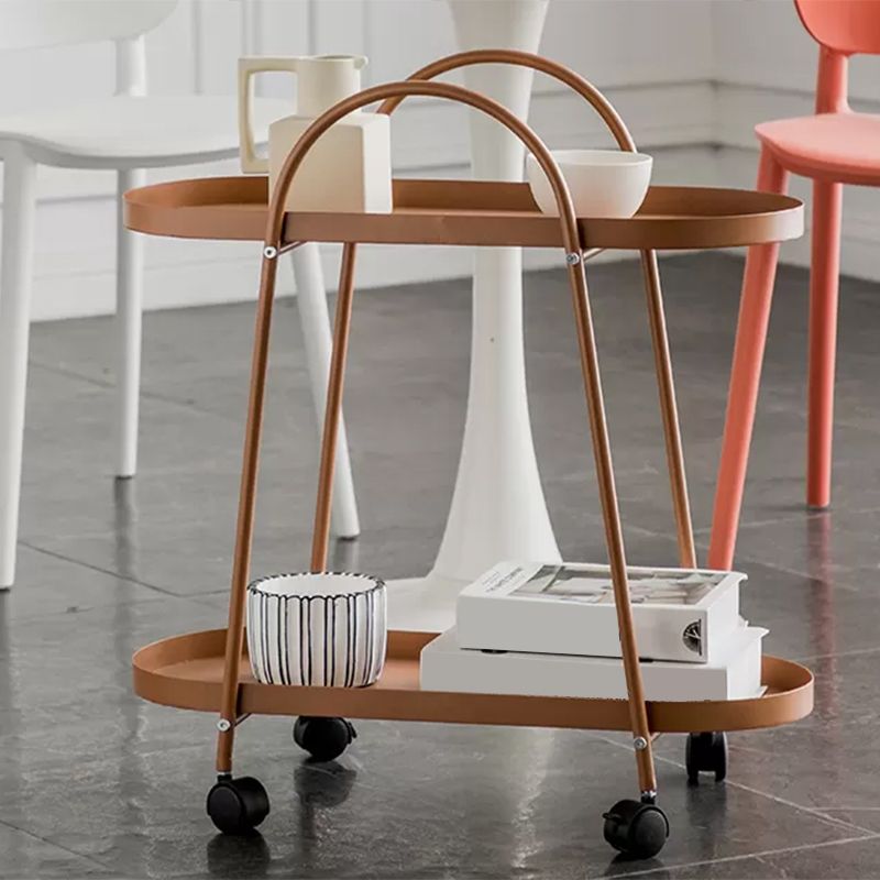 Mid-Century Side Table with Metal Shelves Geometric Tray Top Corner Table