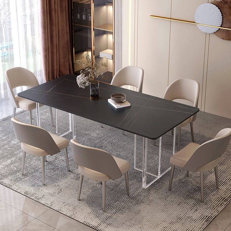 Modern Rectangle Stone Dining Table 1/7 Pieces Dining Set for Dining Room