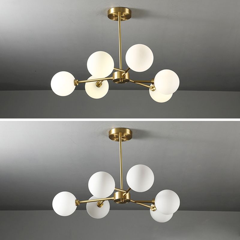 Glass Gold Chandelier in Modern Artistic Style Copper Globe Pendant Light for Interior Spaces