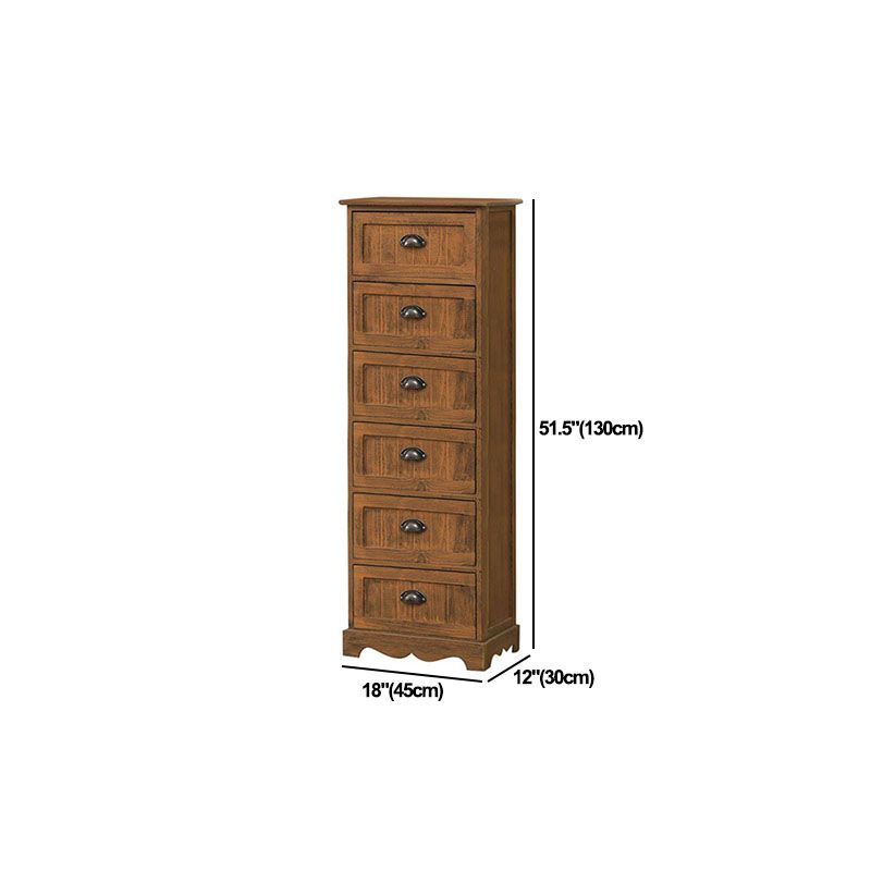 12" W Vintage Vertical Storage Chest Bedroom Solid Wood Lingerie Chest with Drawers