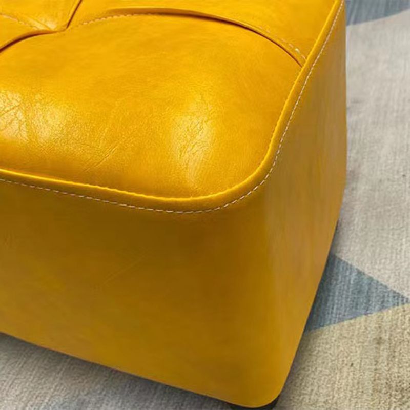 Contemporary PU Leather Pouf Chair Plain Square Tufted Water Resistant Target Pouf