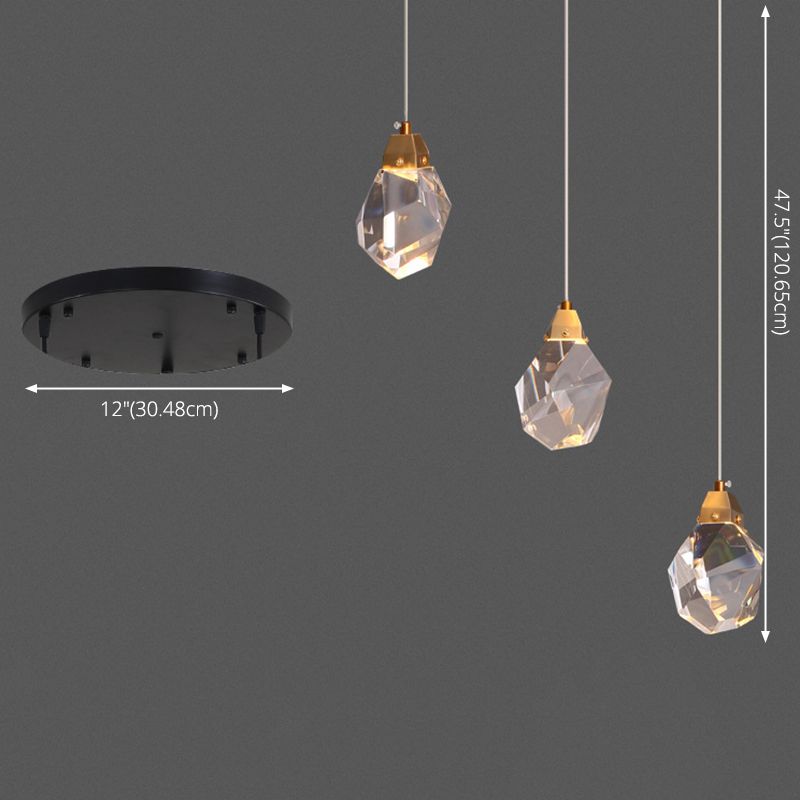 Geometric Hanging Light Fixtures Post-Modern K9 Crystal Ceiling Pendant for Stairwell