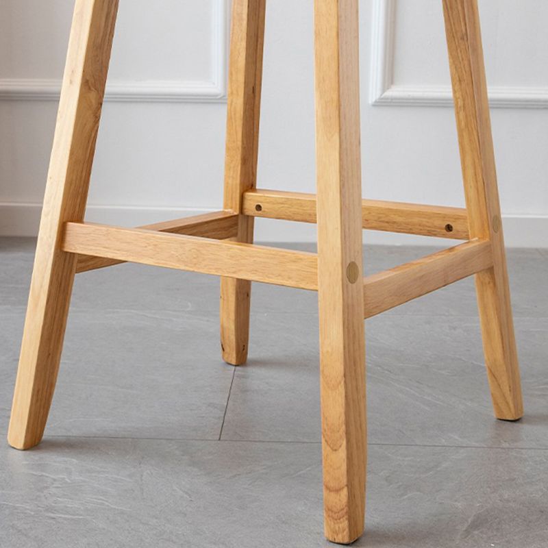 Bucket Upholstered Solid Wood Indoor Bar Stools with Footrest