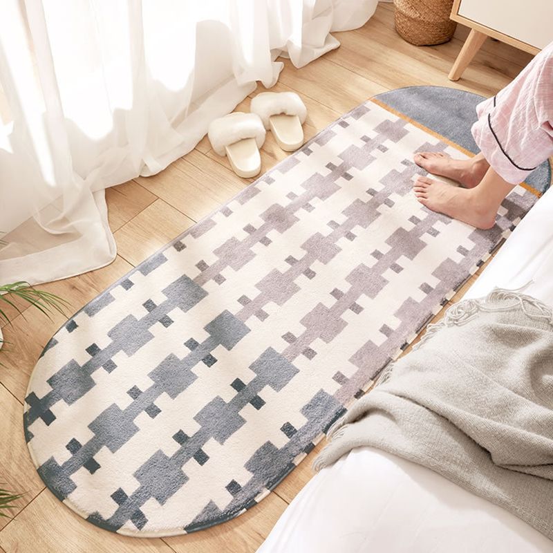 Trendy Simple Geometric Design Rug Creative Soft Polyester Indoor Carpet Polyester Friendly Washable for Bedroom