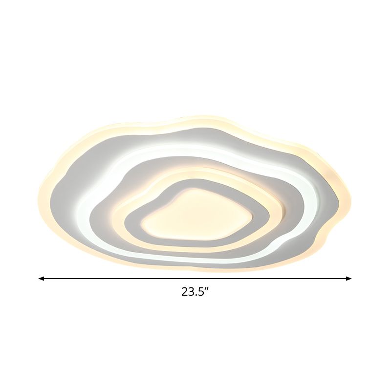 Ultra Thin Acrylic Ripple Ceiling Lamp 19.5"/23.5" W Simple White LED Flush Lighting in Warm/White Light