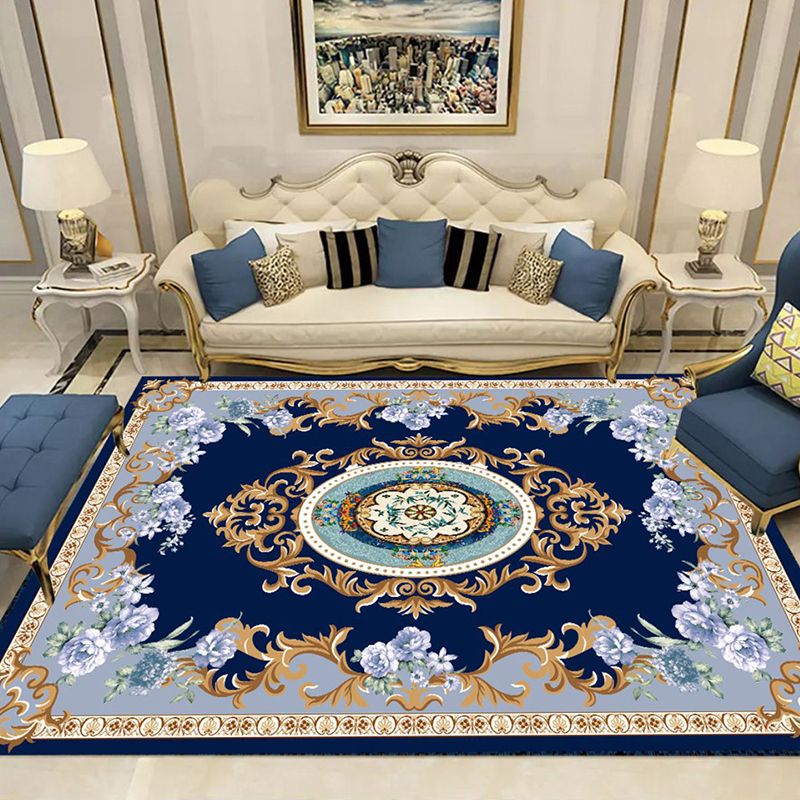 Bohemian Medallion Indoor Rug Red Polyester Area Carpet Anti-Split Rug for Home Decoration