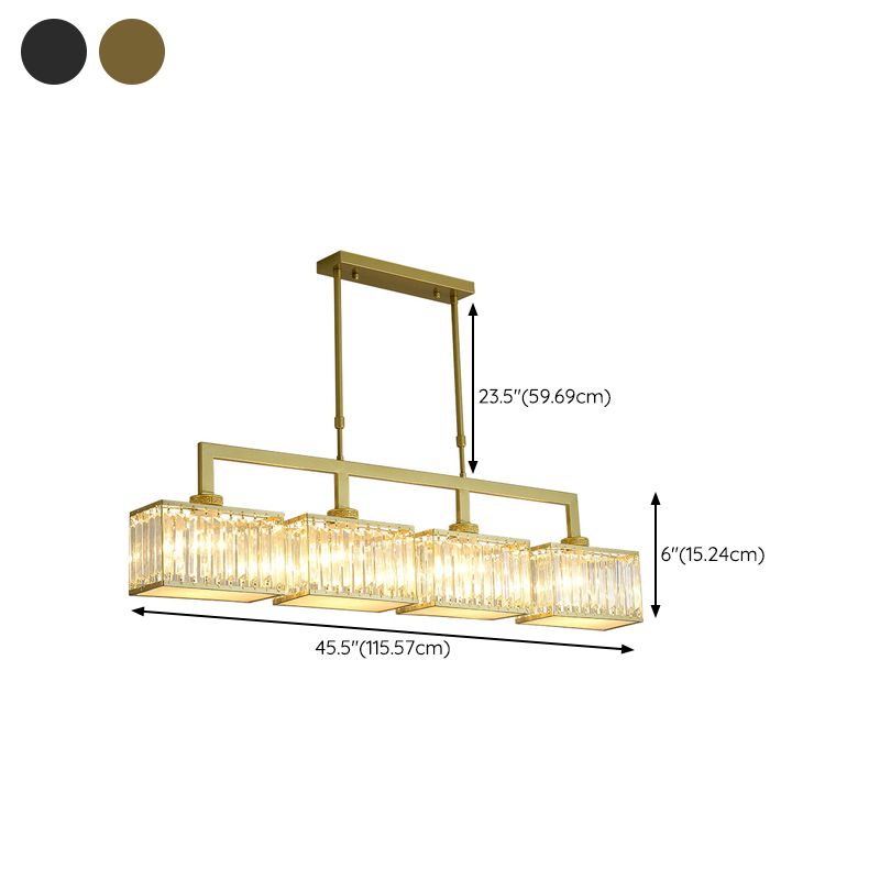 Square Shape Crystal Island Pendants Modern Style Multi Lights Island Pendant Lights