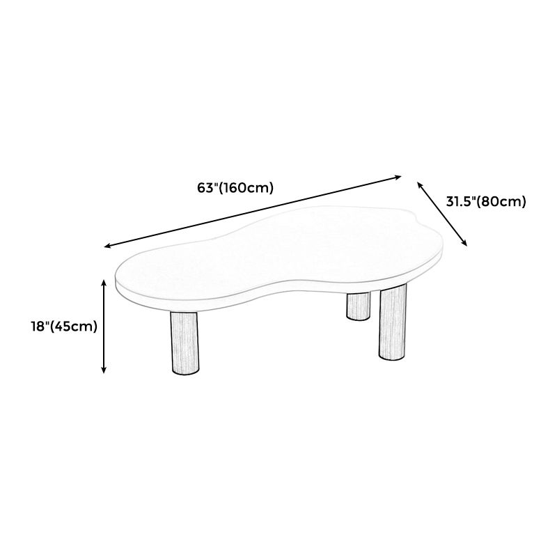 Modern Wood 3 Legs Cocktail Table Free Form Coffee Table - White
