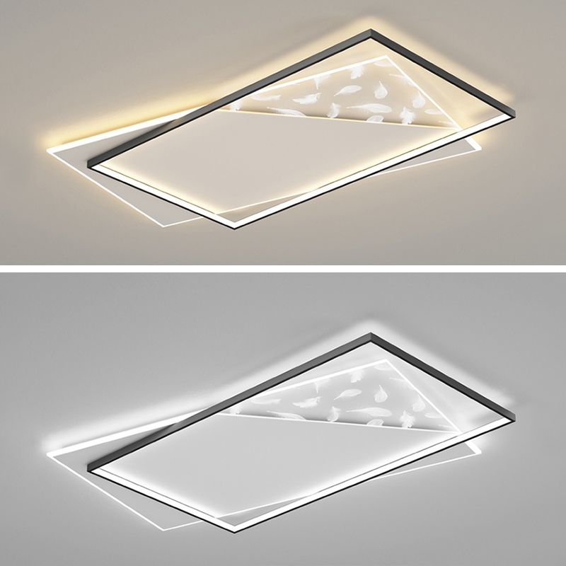 Plumage acrylique encastré moderne noir et blanc LED salon plafonnier fixations
