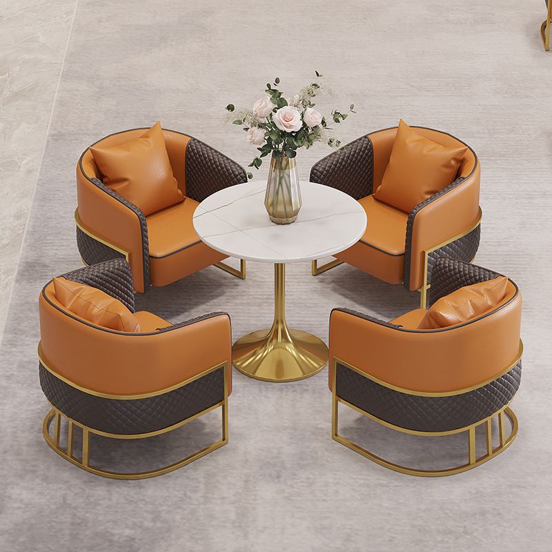 Glam Sintered Stone Dining Room Set with Round Table Formal Dining Table Furniture