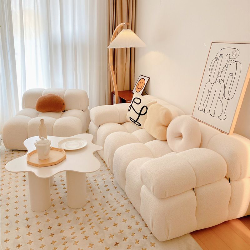 Foam Scratch Resistant Settee White Tight Seat Sofa with Nailhead