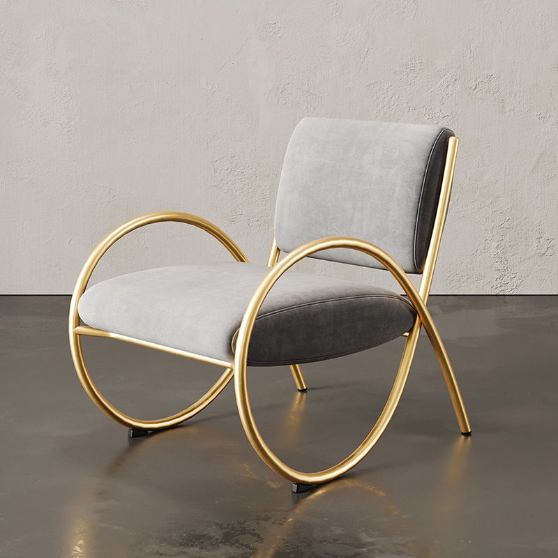 Upholstered Lounge Chair Arms Included Chair with Gold Tone Legs