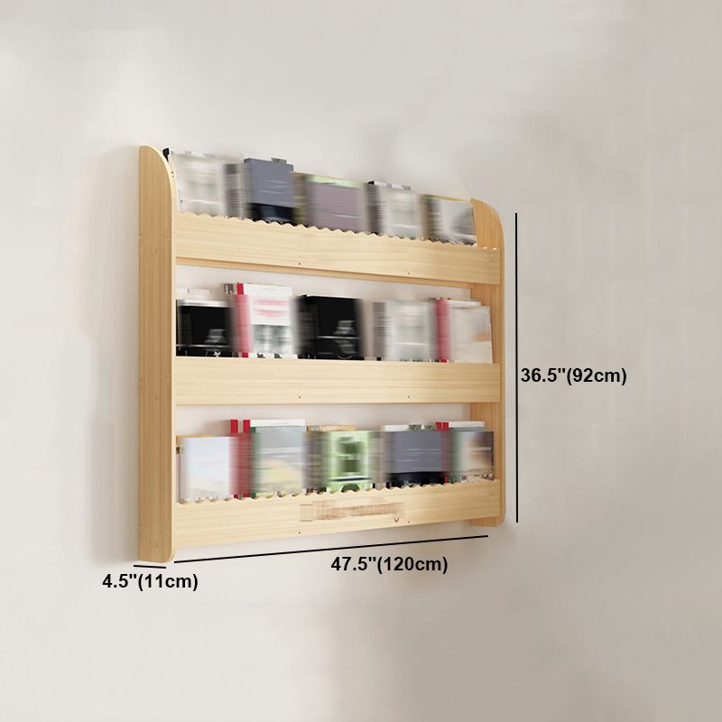 Modern Style Wooden Bookshelf Wall Mounted Shelf Bookcase for Study Room