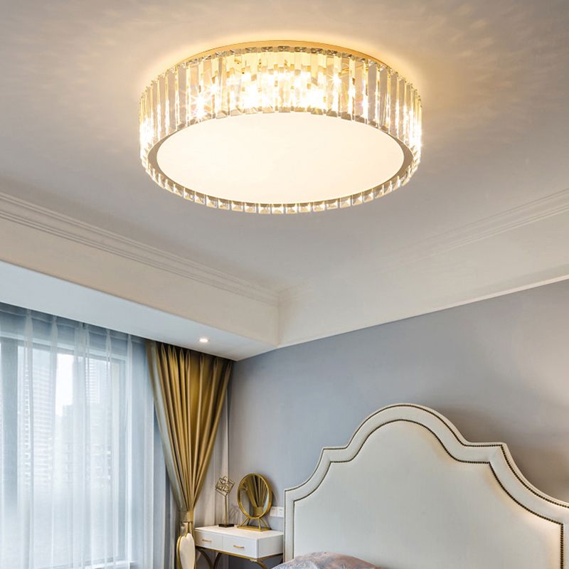 Champagne Geometric Shape Flushmount Light Simple Style Crystal LED Flush Ceiling Light