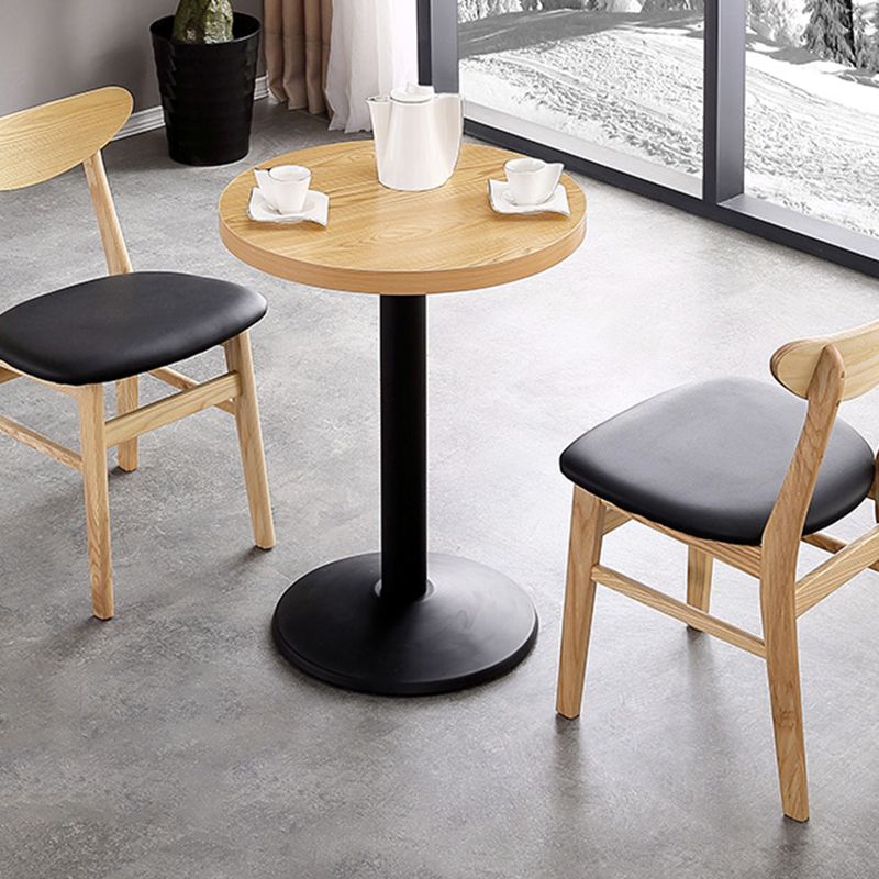 Metal Contemporary Dining Table Wood Top Table for Dining Room