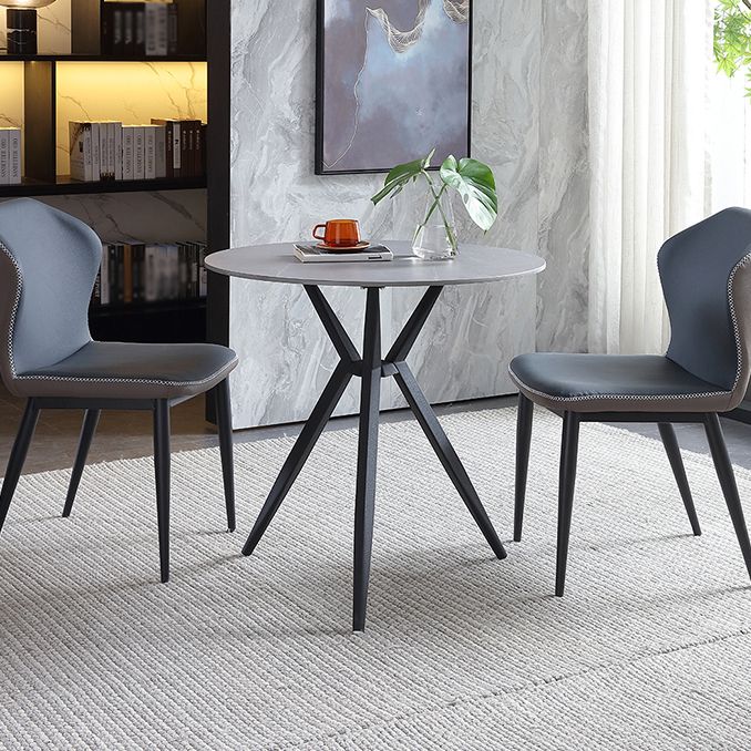 Traditional Luxury Style Dining Table Round Sintered Stone Table with Metal