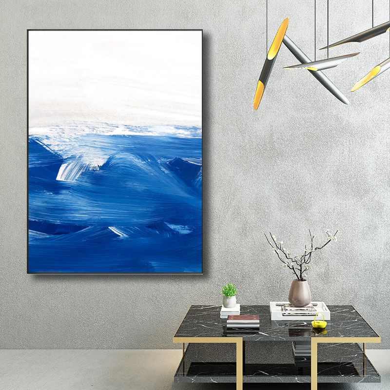 Blue Contemporary Painting Brush Stroke Wall Art Decor for Kitchen, Multiple Sizes