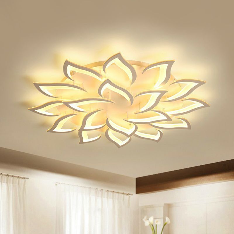 Blossom Acrylic Flush Mount Light Contemporary White LED Semi Flush Ceiling Light for Living Room
