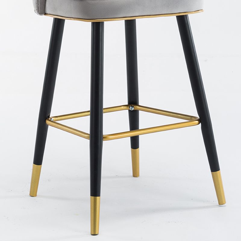 Scandinavian Iron Upholstered Counter Stools Black Low Back Bar Stools with Footrest