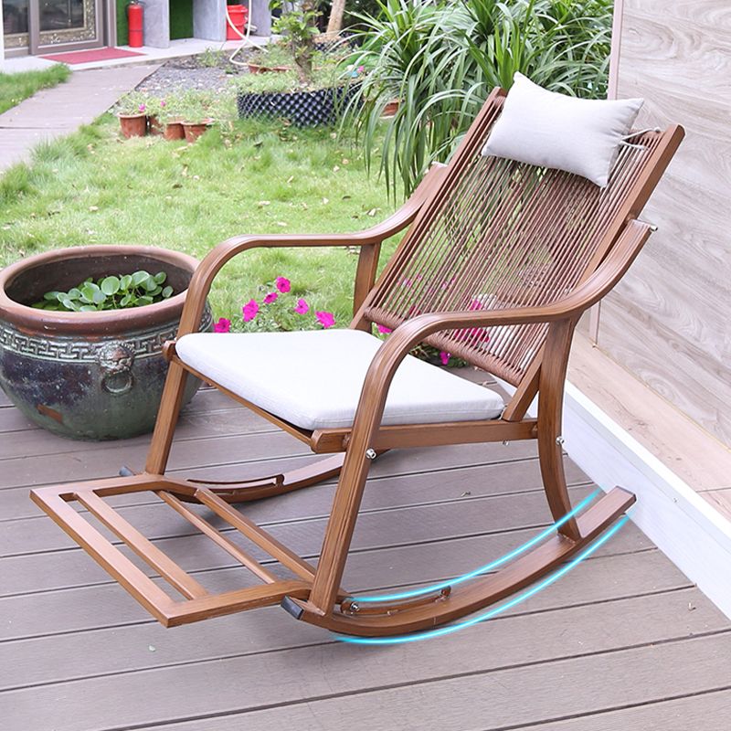 Modern Rocker Wicker Woven Rope with Gray Frame Recliner Chair