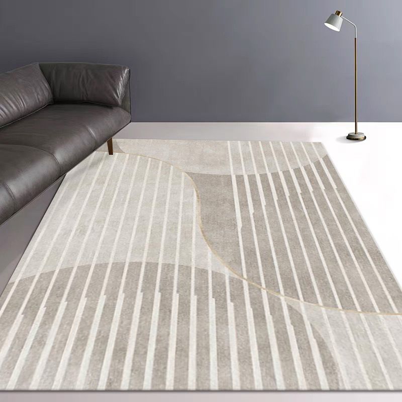 Brown Modern Rug Polyester Striped Indoor Rug Washable Rug for Drawing Room