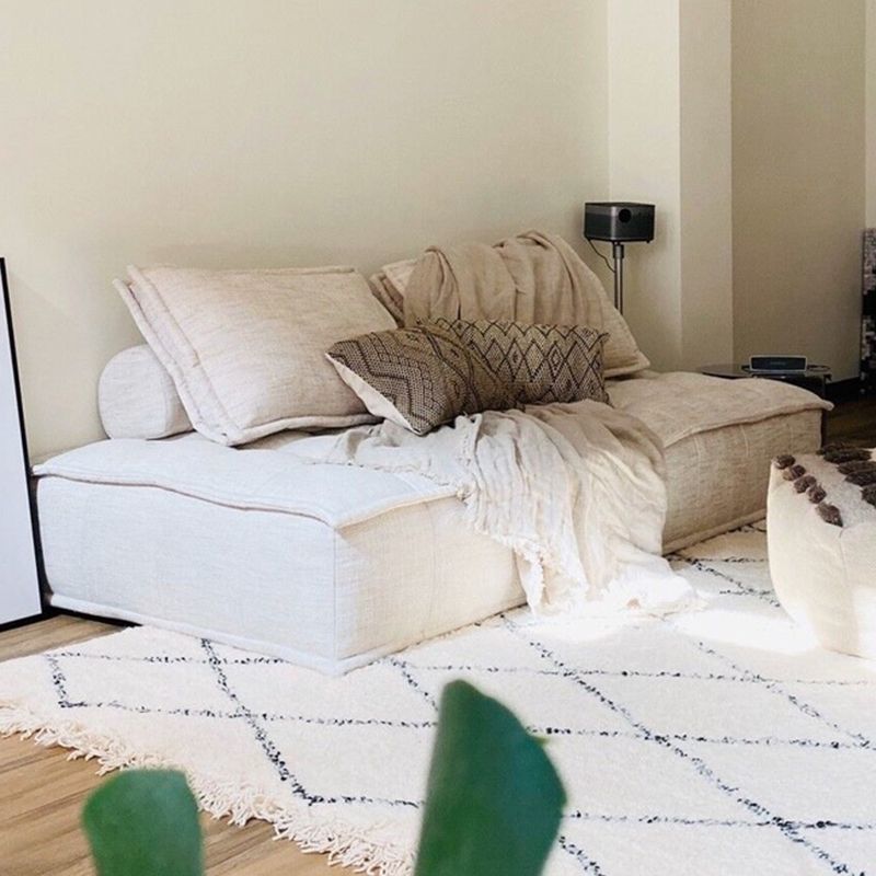 Modern Style Lamb/emery Cloth Sofa with No Armrest and No Cushion Back