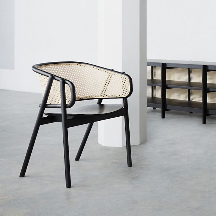 Solid Wood Arm Chair Modern Open Back Dining Chair for Living Room