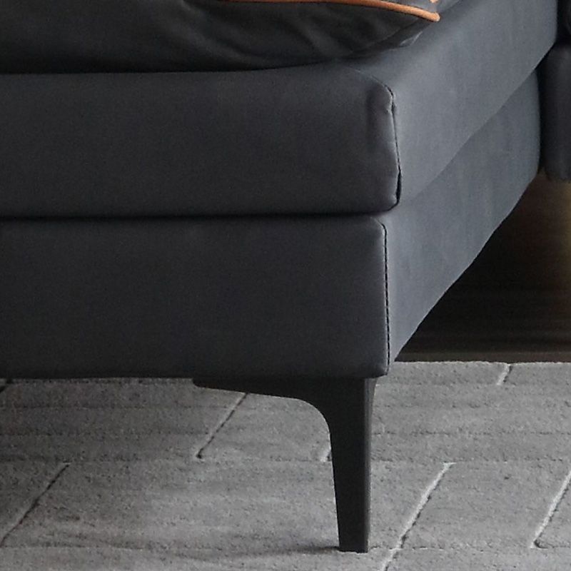 Contemporary Pillow Top Arm Sofa & Chaise Tufted Faux Leather Sofa