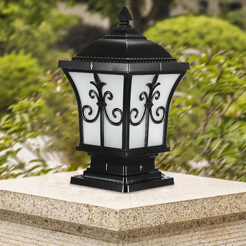 Black Outdoor Lights Waterproof Square Pillar Lamp for Garden