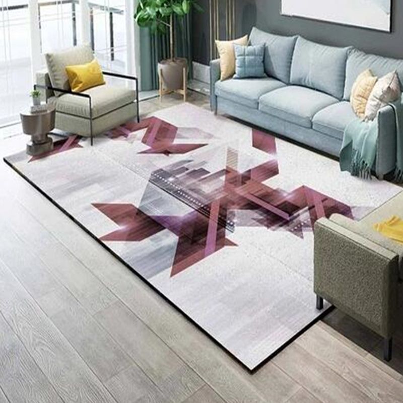 Contemporary Rug Polyester Abstract Rug Non-Slip Backing Rug for Home Decoration