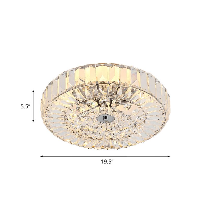 Beveled Cut Crystal Round Flushmount Simplicity 6 Heads Bedroom Ceiling Lighting in Gold