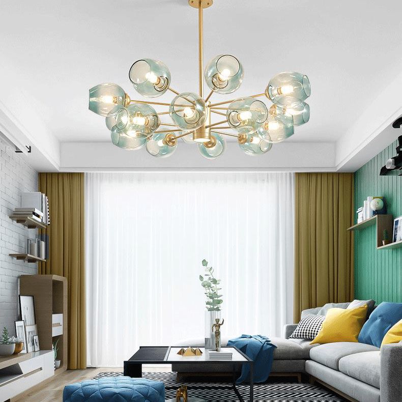 Luces de techo colgantes de vidrio de lámpara de Sputnik de lámpara moderna con cable colgante para sala de estar