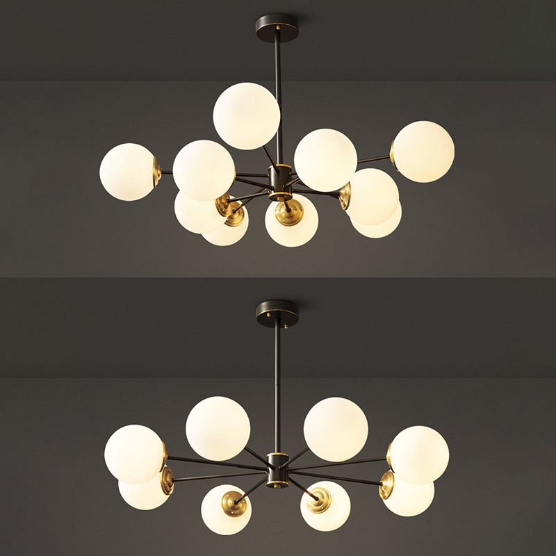 Forme sphérique en verre Sanging Chandelier Modern Style Multi Light Hanging Mount Fixture