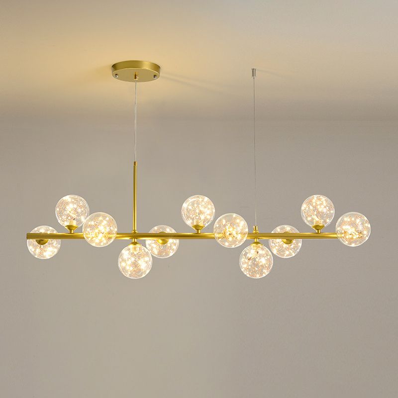 Modern Kitchen Island Lighting Oval Metal Island Ceiling Light with Glass Shade