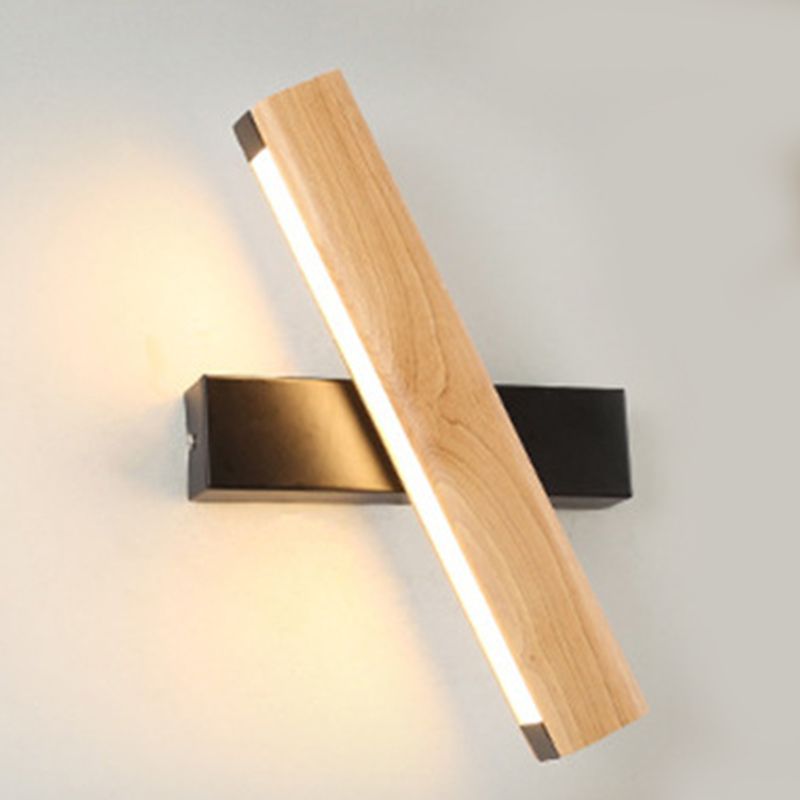 Single Modernism Beige Wall Mounted Sconce Wooden LED Wall Light