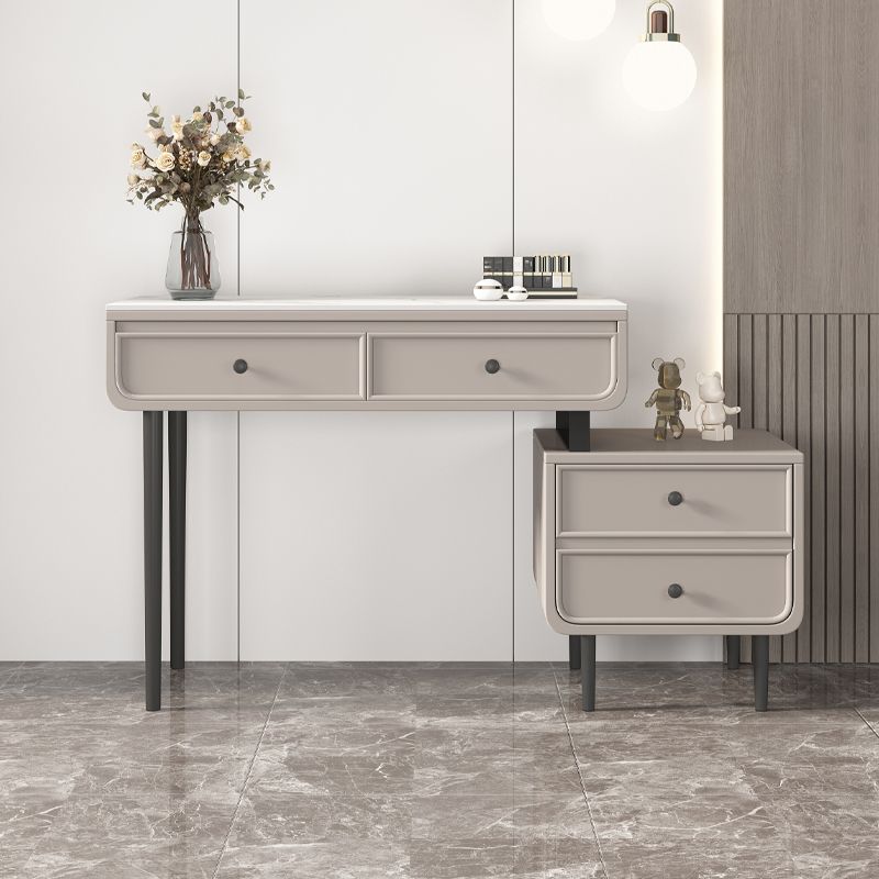 2/4-Drawers Solid Wood Dressing Table Stone Top Bedroom Make-up Vanity