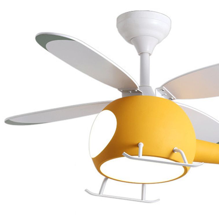 Children's Room Fan Light Fixture Airplane LED Semi-Flush Mount Ceiling Light